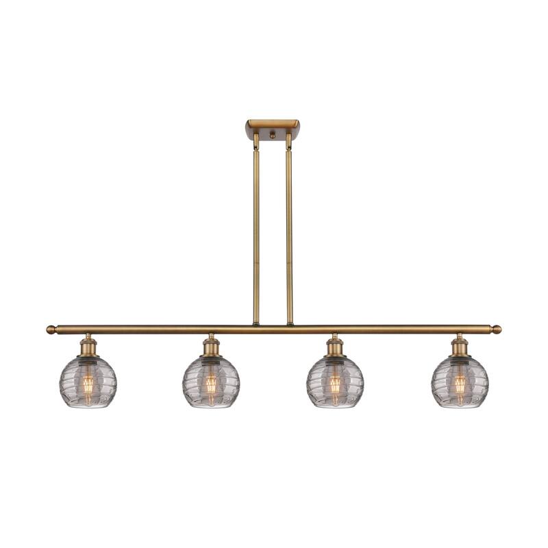 Innovations Lighting 516-4I 9 48 Athens Deco Swirl Chandelier Athens - Brushed Brass / Light Smoke Deco Swirl