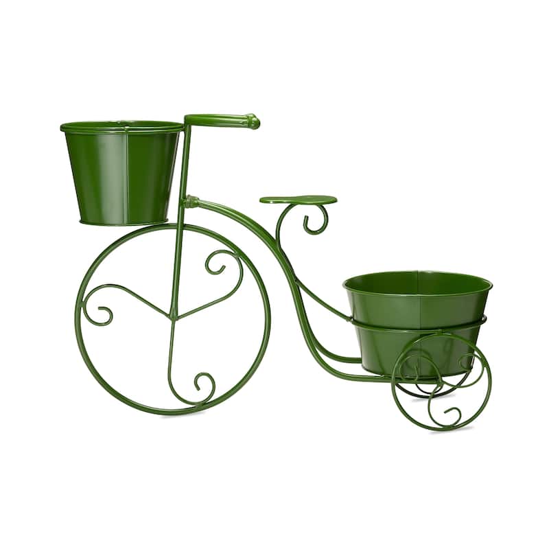 Glitzhome 21.5"L Spring Farmhouse Metal Bicycle Planter Stands Flower Pot Cart