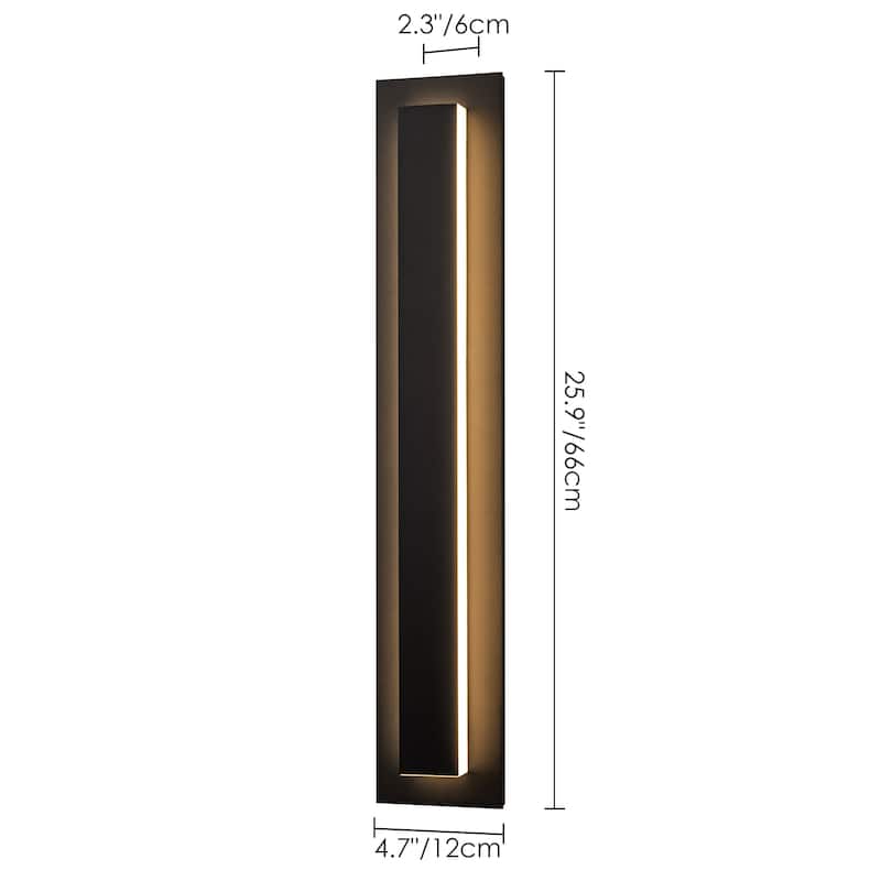 Aluminum Modern Black Rectangular Linear Outdoor Wall Lights Dimmable LED Wall Sconce