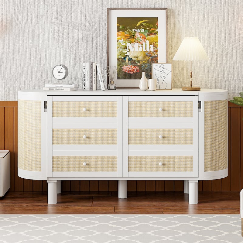 Modern Murphy Bed with Hidden Storage & Woven Design by Harper&Bright Designs - White - Full