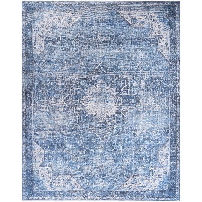 Nourison Washables Indoor only Persian Area Rug - Blue - 9' 2" x 12' - Rectangle