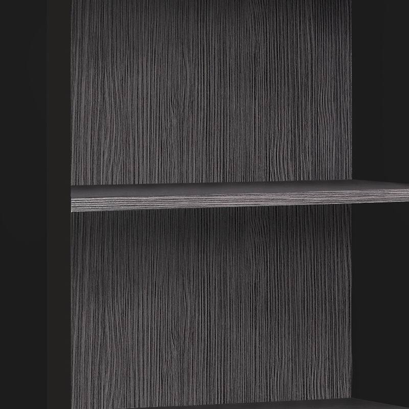 HomeRoots 48" Black And Gray Distressed Wood Adjustable Four Tier Bookcase - 11.75