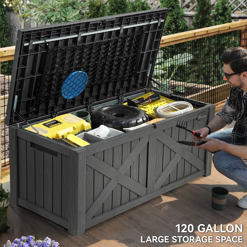120 Gallons Water Resistant Resin Lockable Deck Box