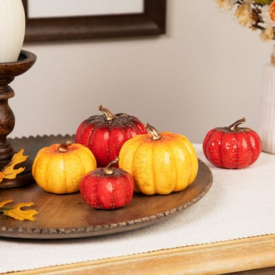 Set of 5 Artificial Fall Harvest Pumpkins Decorations 4"