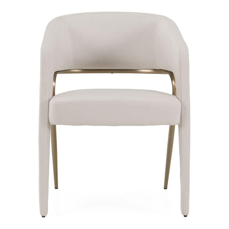 Elson Modern Off-White Fabric & Antique Brass Dining Chair
