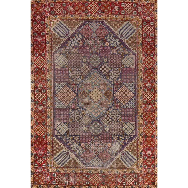 Hand Knotted Oriental 100% Wool Carpet Traditional Geometric Navy Blue & Blues Najafabad Area Rug - 12' 10'' X 9' 1''