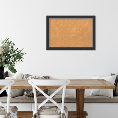Corvino Black Narrow Wood Framed Natural Corkboard Bulletin Board
