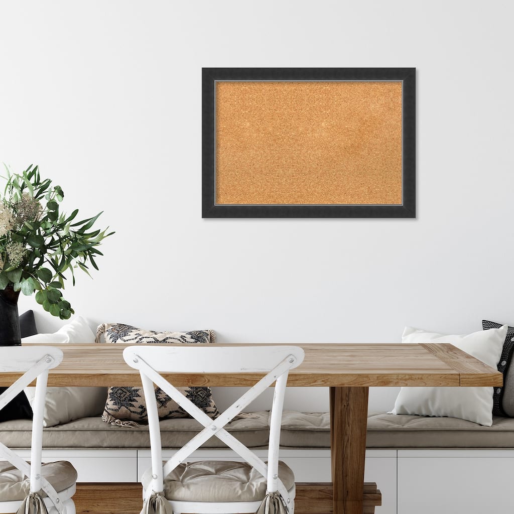 Corvino Black Narrow Wood Framed Natural Corkboard Bulletin Board