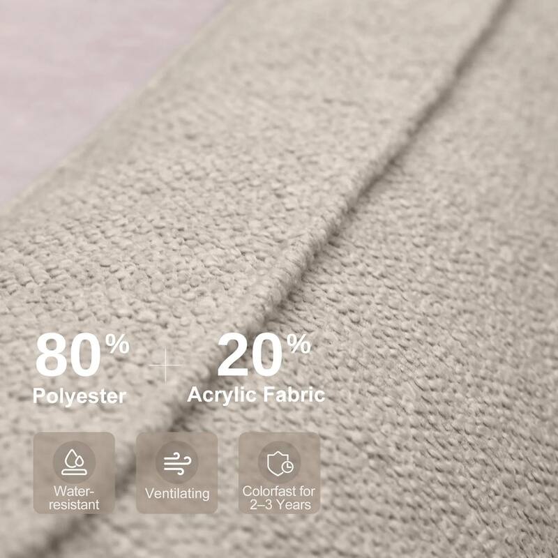 PURPLE LEAF Caesar Open-End Khaki Outdoor Couch with 9.6" Thick for Yard Porch Deck Patio Conversation Sets