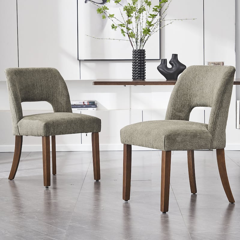 Wooden Dining Chairs Set of 2/4/6,Modern Fabric Upholstered Dining Room Chair Kitchen Chairs - Set of 2 - Green