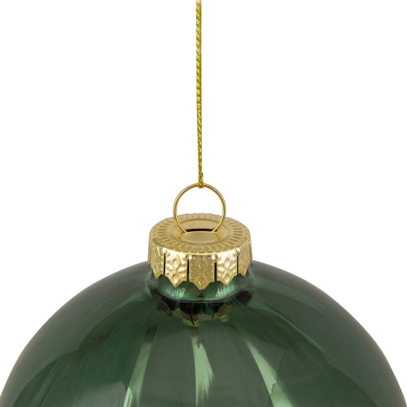 Shiny Brush Stroke Glass Christmas Ball Ornament - 4" - Green