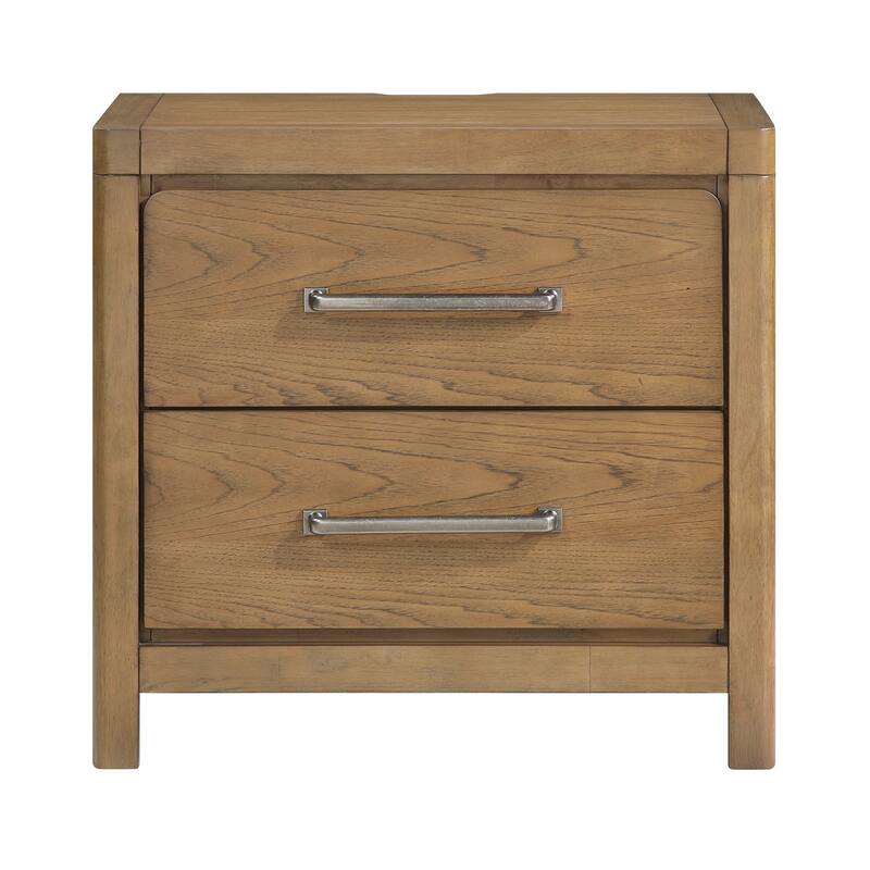 Modern Bedroom 3pc Set Storage Bed Chest Nightstand Light Brown Finish