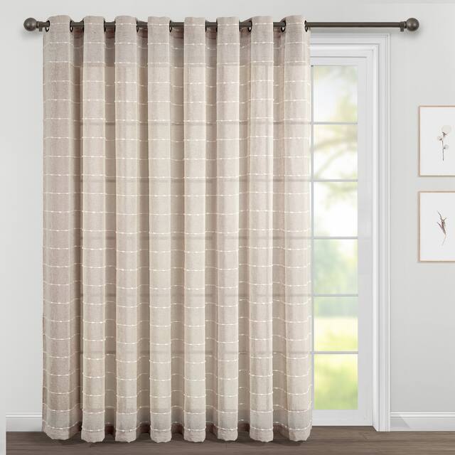 Lush Decor Farmhouse Textured Grommet Sheer Window Curtain Panel Pair - 84" x 115" - Neutral
