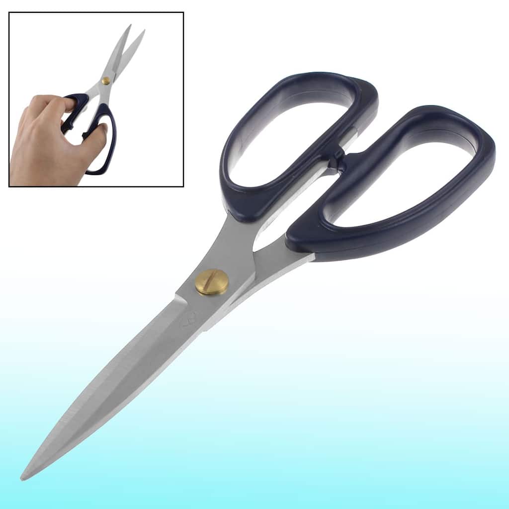 Home Blue Handle Metal Blade Paper Straight Scissors 7.5" Length - 190mm