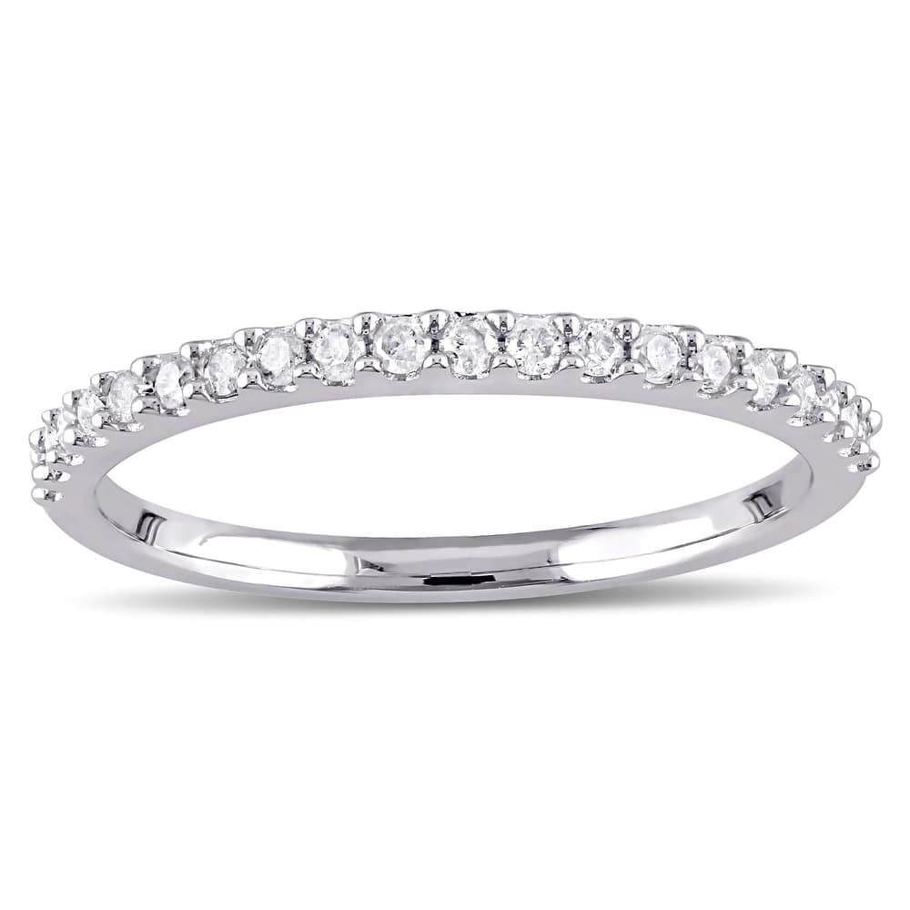 Miadora 10k White Gold 1/5ct TDW Diamond Stackable Anniversary Wedding Band Ring