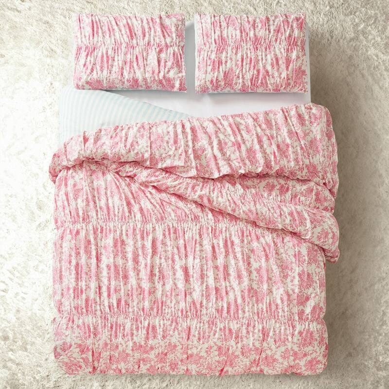 Fancy Toile Ruched Cotton Sateen Comforter Set by Junk Gypsy