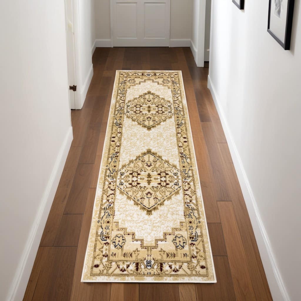 Cinon Power Loomed Distressed Traditional Area Rug By HomeRoots - 90' X '27' X '0.5
