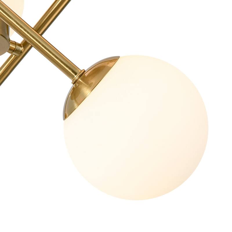 6-Light Milky White Glass Globe Sputnik Bubble Semi Flush Mount