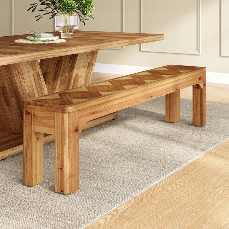 Solid Wood Dining Bench, Kitchen Table Bench, Hallway Living Room Accent Seat Entryway Bench - Brown