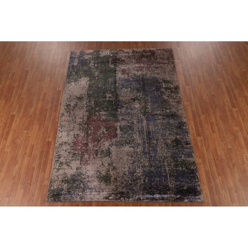 Contemporary Abstract Modern Area Rug Handmade Wool Carpet - 6'7" X 9'6"