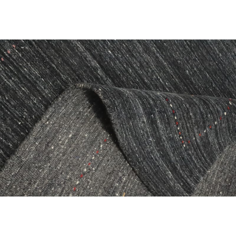 Hand Knotted Oriental 100% Wool Carpet Tribal Animal Pictorial Greys & Charcoal Gabbeh Area Rug - 7' 6'' X 5' 3''