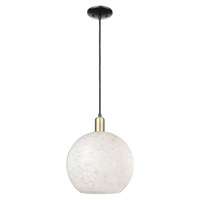 Innovations Lighting Endless Possibilities Arcadia - White Mouchette - 1 Light 12" Cord Hung Mini Pendant - Black Antique Brass
