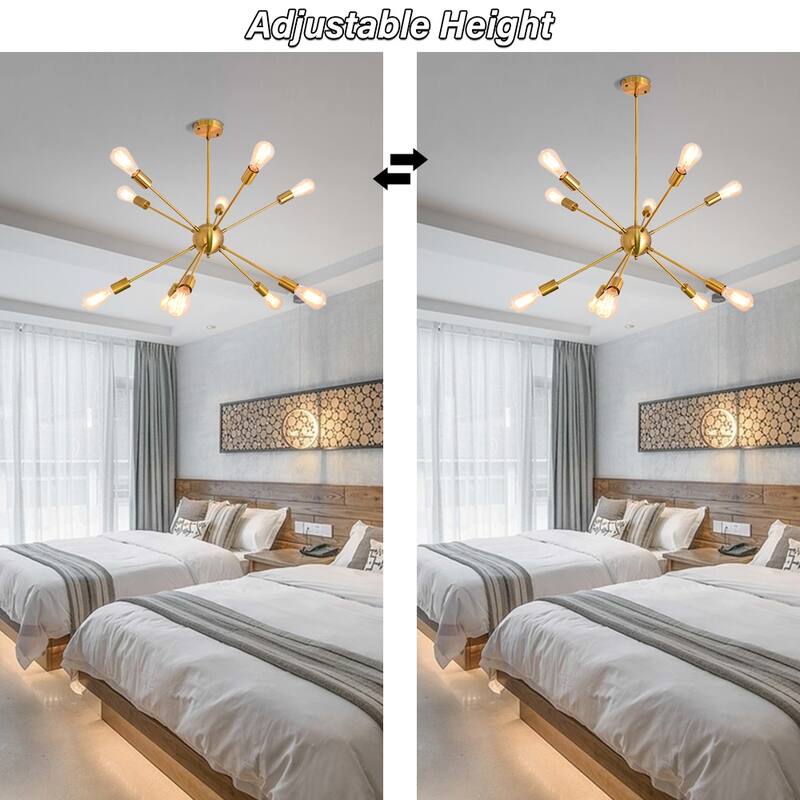 10-Light 23.54-inch Sputnik Chandelier Light for Kitchen Island Study