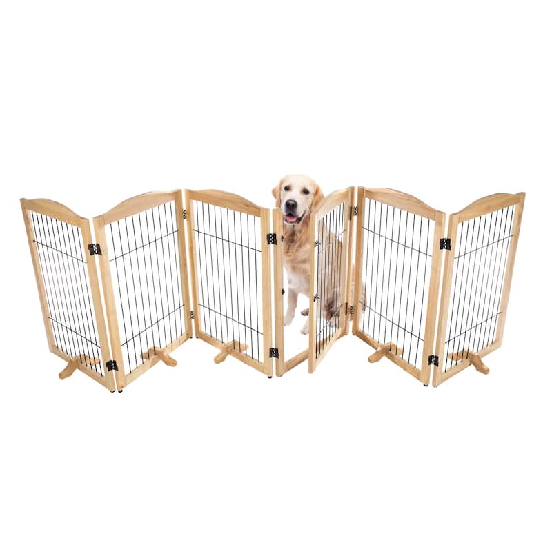 PETMAKER 6-Panel Foldable Pet Gate - N/A - Natural