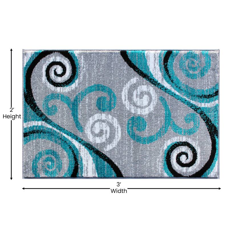 Modern Distressed Swirl Abstract Style Indoor Area Rug