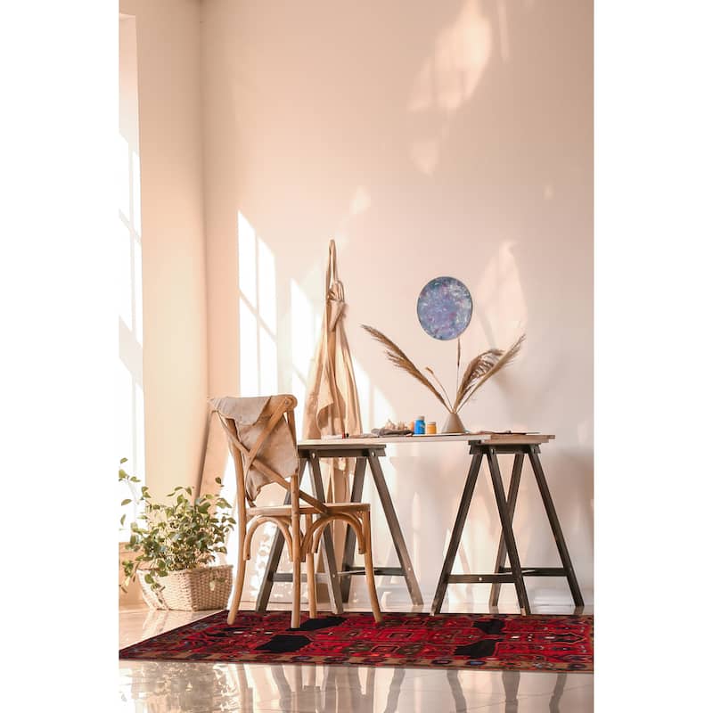 ECARPETGALLERY Hand-knotted Konya Anatolian Red Wool Rug - 3'8 x 6'4