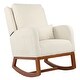 preview thumbnail 24 of 28, Nursery Rocking Chair High Back Armchair with Side Pocket Rubber Wood Legs and Pillow Flannel Chair for Living Room/Bedroom