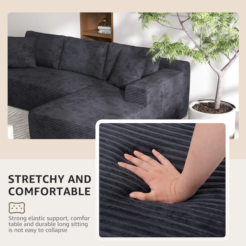 Corduroy L-Shaped Sofa Modular Movable Applicable Living Room Furniture Sets
