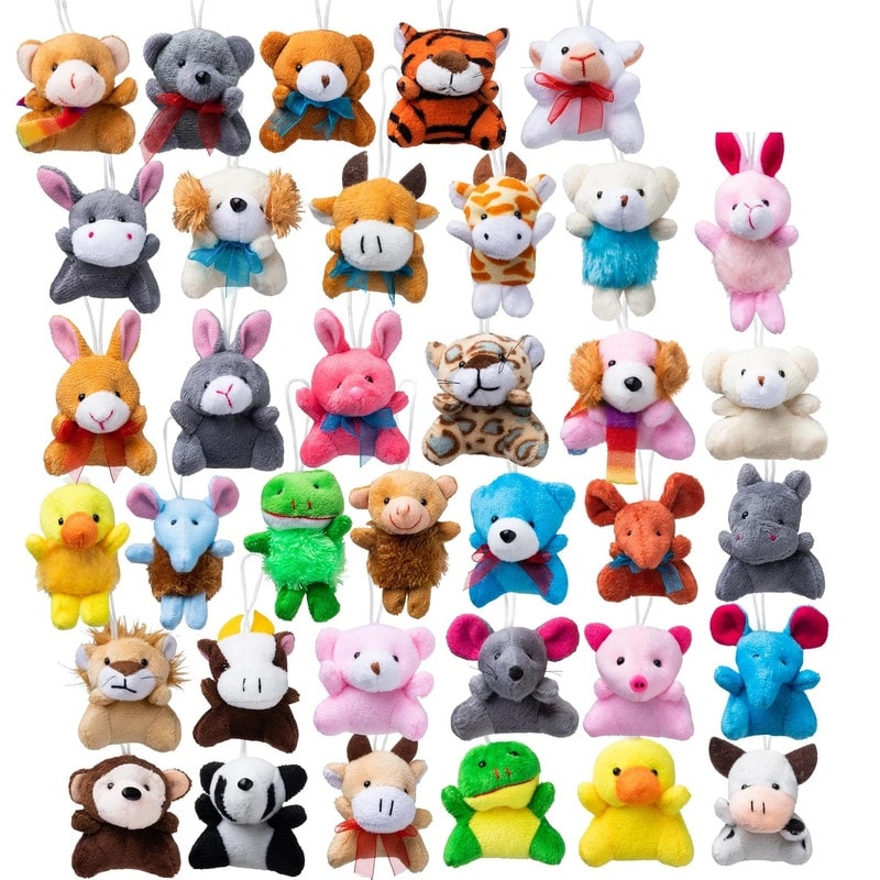 36Pack Mini Animal Plush Toy Assortment, 3" - Multicolor