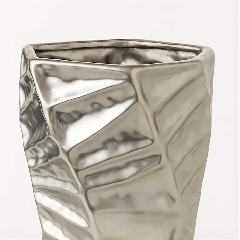 Aria Home Silver Ceramic Vase Set Modern Sculptural Decor