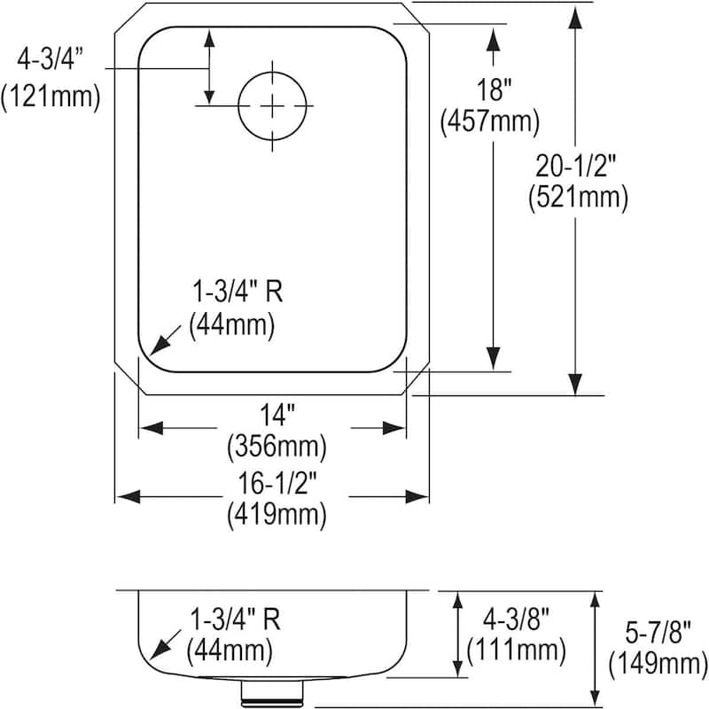 Elkay Gourmet 16-1/2" Single Basin Undermount Stainless Steel Kitchen - Stainless Steel