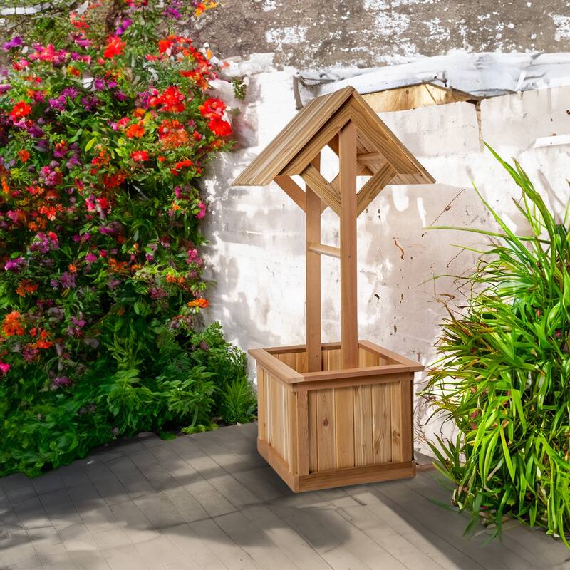 All Things Cedar 5-Ft Outdoor Wishing Well Planter Box for Flowers and Plants - 36