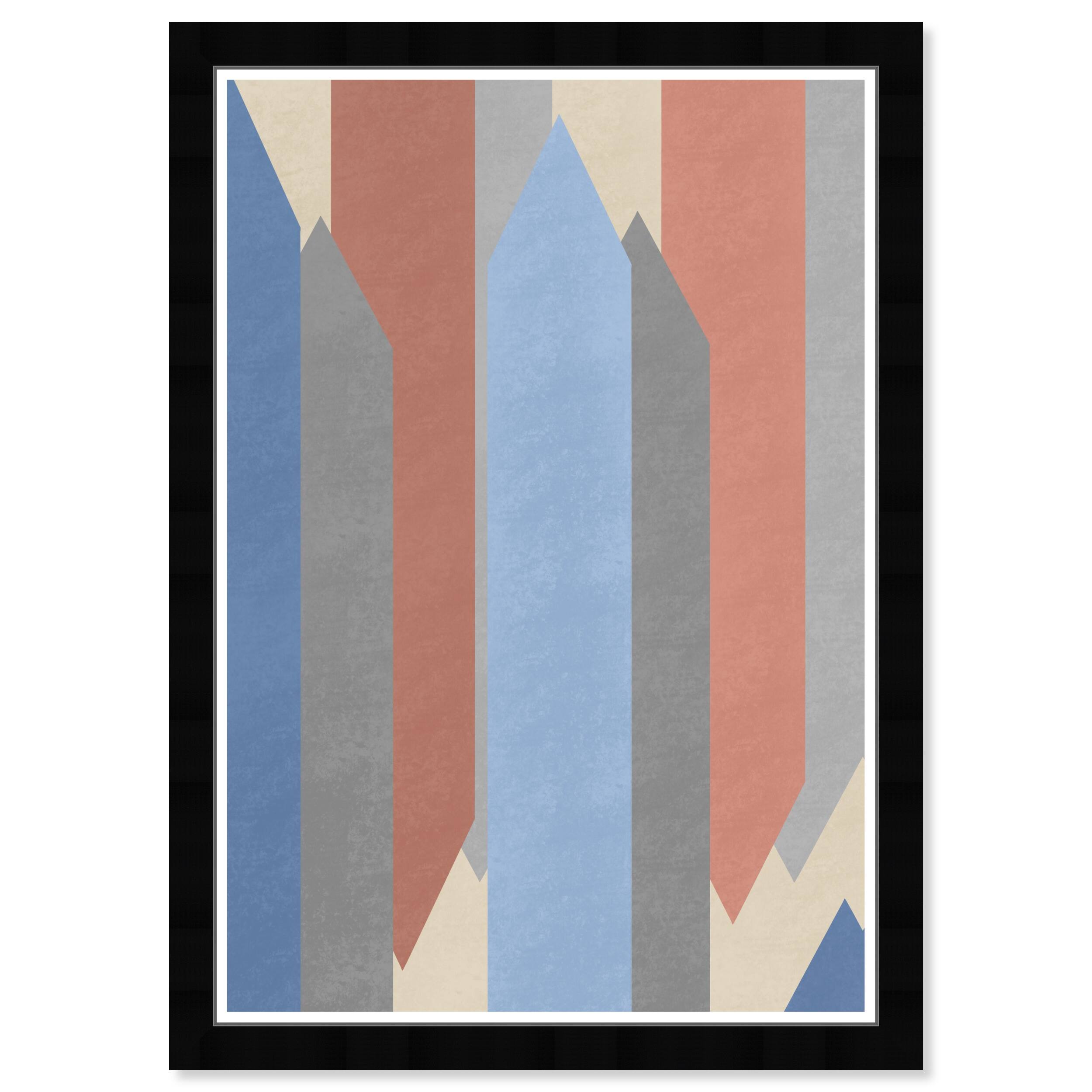 Wynwood Studio 'Basic Pencils' Abstract Wall Art Framed Print Shapes Blue, Brown Bed Bath