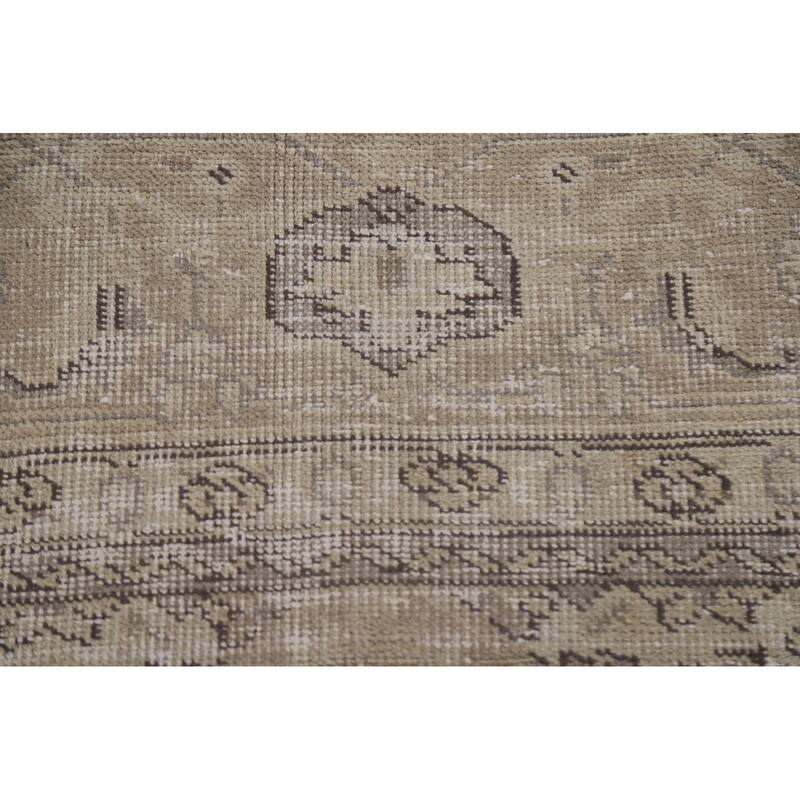 Hand Knotted Oriental 100% Wool Carpet Traditional Medallion Beige & Ivories Mashad Area Rug - 11' 4'' X 8' 1''