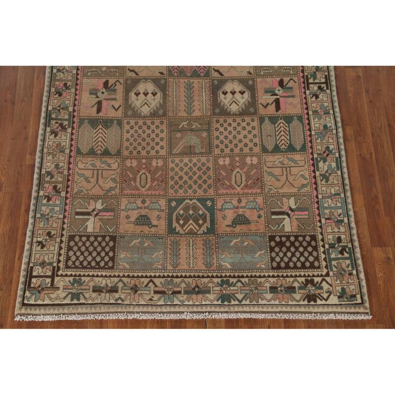 Garden Design Bakhtiari Persian Vintage Rug Hand-Knotted Wool Carpet - 4'10" x 9'2"