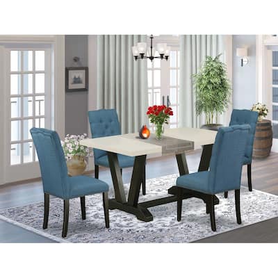 5-Piece Rectangle Natural Oak Finish Solid Wood Top Dining table with 4 Chairs with
