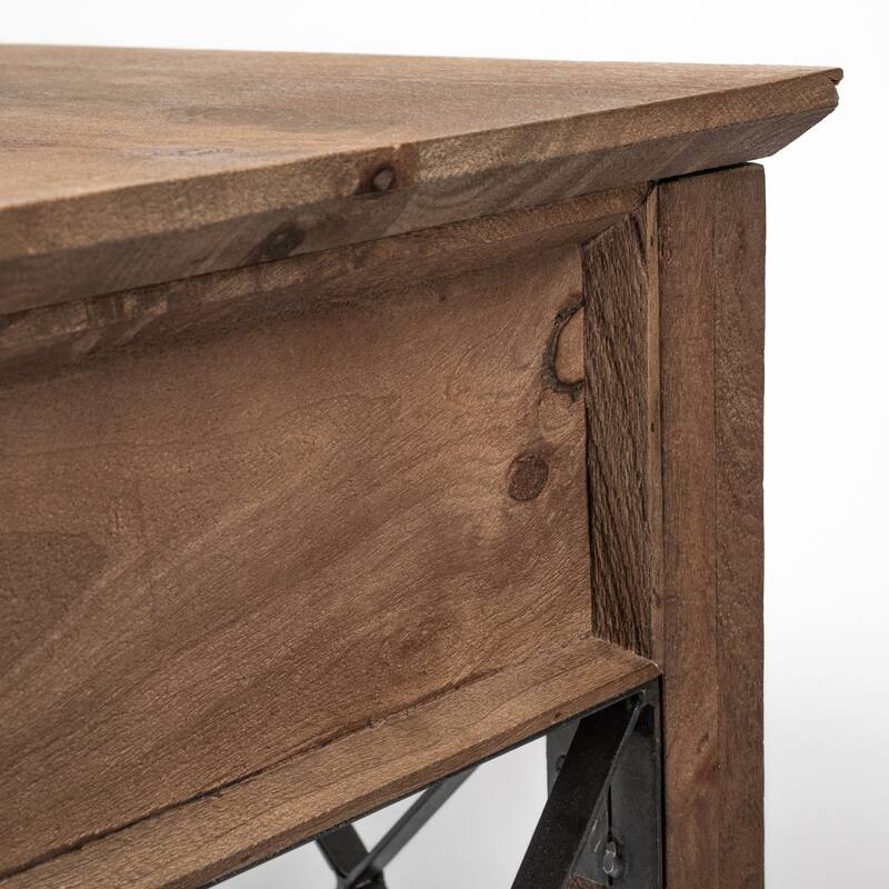Eldorado III Brown Wood Metal Cross-Hatch, 3 Drawer Desk