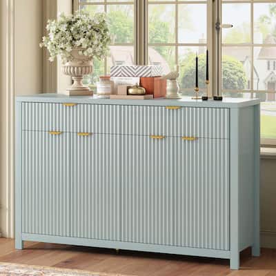 Stylish Wave-Pattern Sideboard Cabinet with Drawers and Doors