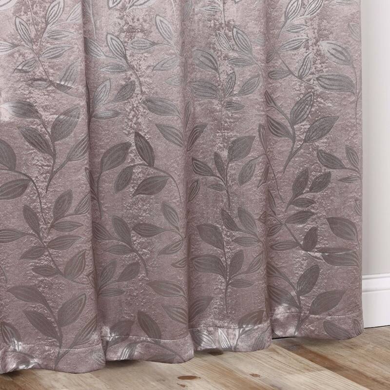 Superior Leaves Machine Washable Room Darkening Grommet With Ties Blackout Curtains, Set of 2