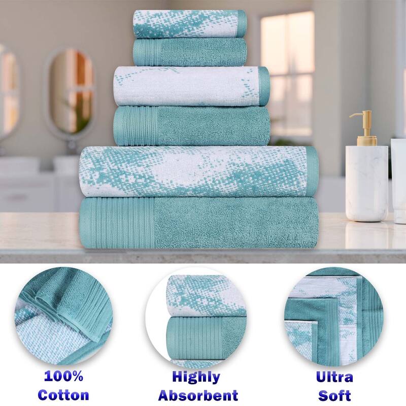 Superior Cotton Quick-Drying Solid and Marble 8 Piece Towel Set