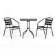 preview thumbnail 11 of 35, 23.5" Square Glass Metal Table with 2 Metal Aluminum Slat Stack Chairs