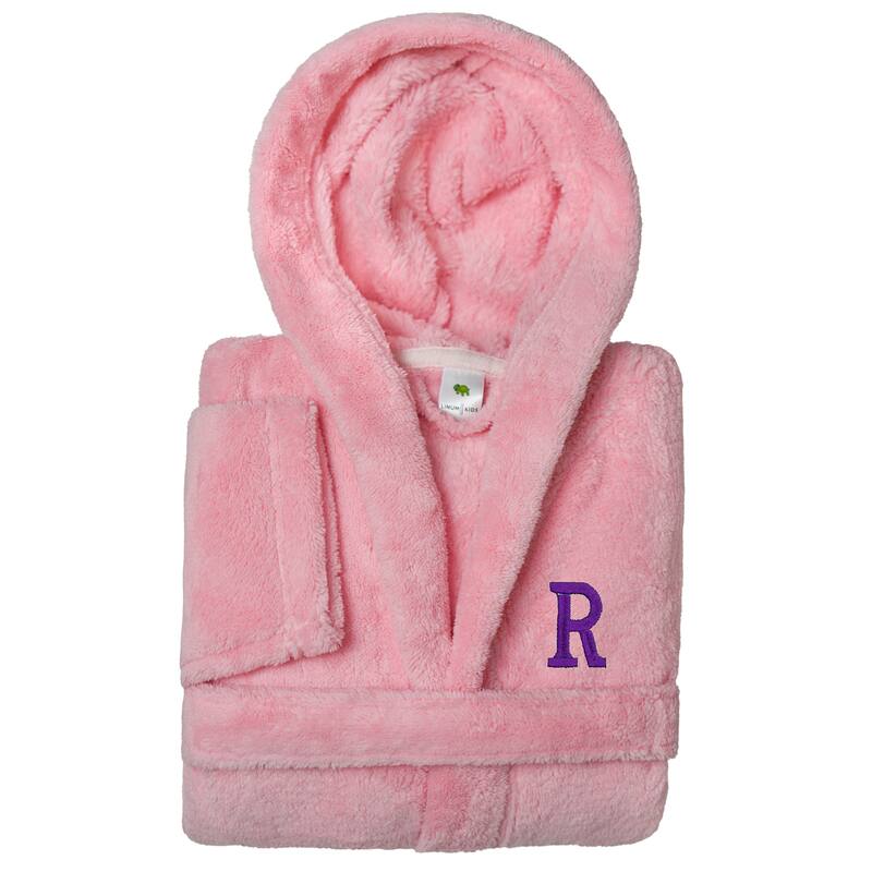 Sweet Kids 100% Polyester SUPER PLUSH Double Brushed Hooded Bathrobe with Purple Bookman Monogram - Small - R