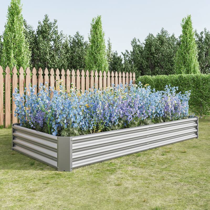 GDFStudio - Large Oval Metal Raised Garden Bed for Vegetables, Flowers, and Plants, Outdoor Backyard Planter Box
