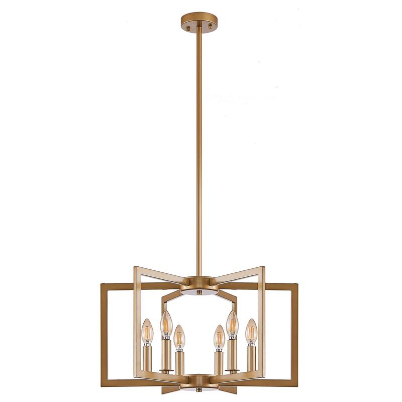 22" Modern Geometric 6-Light Chandelier - Industrial Metal Pendant Light Fixture for Living Room,(Bulb Not Included)