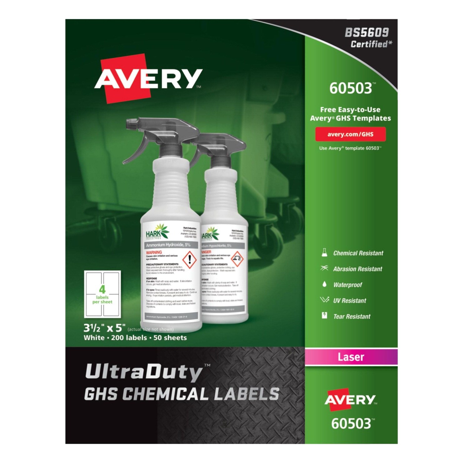 Avery Labels Laser Chemical Ultra Duty 3 1 2 X 5 Inches Pack Of 200