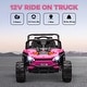 preview thumbnail 5 of 28, Qaba 12V Kids Electric UTV, Battery Powered Ride-On Truck with Remote, 3 Speeds, 4-Wheel Suspension, LED Lights, Music, Pink